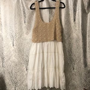 Anthropologie Tank Tier Dress with Crocheted Top